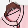 Pista de pista de cor-de-rosa Cardigan Crop Top Luxo Cardigan Cardigan Mulheres Redondo Pescoço Único Breasted Cardigan Cardigan Curto Camisola Casaco 210917