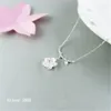 Porta -ar prata cor cereja flores de colares pingentes sakura flor com gargantilha de gargantilha colar jóias colarinhos colarinhos colares