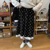 Summer Vintage White Polka Dot Stitching Pleated Skirt Women Ruffles Femme Jupe High Waist Bodycon Long Chiffon Skirts 210421