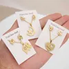 Nieuwe Stainls Steel Animal Elephant Necklace Earring Set Gift Stainls Steel Butterfly Charm Earring Necklace voor Dames Sieraden