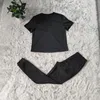 Yeni kadınlar jogger takım elbise artı 2x yaz eşofmanları kısa kollu t shirtpants iki parçalı kıyafetler gündelik koşu kıyafetleri siyah spor giyim tersular 5025