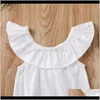 Kızlar Elbiseler Giyim Bebek, Çocuk Annelik2 ADET Bebek Bebek Kız Yaz Kıyafet Set Sevimli Fırfır Kırpma Üst + Çiçek Askı Şort Romper D
