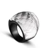 ZMZY Moda Preto Grandes Anéis para Mulheres Jóias de Casamento Grande Anel de Pedra de Cristal 316L Aço Inoxidável Anillos 210701