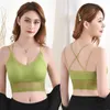 Camisoles tanques underwear esporte sutiã mulheres correndo push up tops respirável algodão bras esportes rápida almofada seca super suor brassiere v