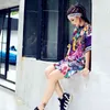 Summer Women's Large Size T-shirt Dress Hip Hop Print Graffiti Female Short-sleeved Woman GD213 210506