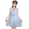 Vestidos de verão para meninas bow girl pricness bordado vestido criança malha roupas 210528