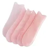 Piedra de cuarzo rosa natural, tablero de jade gusha, herramienta de masaje facial antienvejecimiento, tablero guasha tipo cola de pez