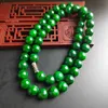 Fornecimento Birmânia Jade Jade Seco Ferro Verde Longsheng Round Beads Colar Cheio de Verde Verde Rodada Grânulos Colar de Jóias Womens Atacado