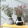 Vaso a strisce in ceramica in stile nordico Soggiorno Fiori secchi Disposizione dei fiori Decorazione della casa desktop