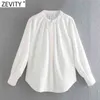 Women Simply Stand Collar Solid Color Smock Blouse Office Ladies Single Breasted Business Shirts Chic Blusas Tops LS7463 210416