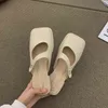 BAILAMOS BAOTOU Halve slippers Outdoor Luie Slippers Dames 2022 Mode All-match Square Teen Flats Retro Mule Schoenen Beach Sanda Y220224