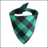 Autres fournitures pour chiens Pet Home Garden Dog Bandana Noël Plaid Single Couche Écharpe Triangle Bavoirs Foulard Animaux Aessories Pour Petit Moyen Grand