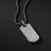 Chains Pave CZ Army Tag Pendant Men Necklace Fashion Stainless Steel Box Chain Ncklace For Jewerly Gift1885690