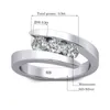 Szjinao 100% 925 Sterling Silver 0.1ct 3 Stones Engagement Ring For Women Female Diamond Jewelery With 3 Certificates 211217