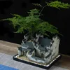 Maceta con lámpara Bonsai Decoración para cultivo de plantas verdes Balcón Micro Cerámica Escritorio Oficina Jardín Cerámica en maceta 210401