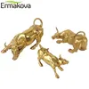 ERMAKOVA Wall Street Golden Fierce Bull OX Figurine Sculpture Charging Stock Market Bull Statue Home Office Decor Gift 210727