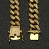 1624 -calowy Diamentowy cyrkon kubański łańcuch łącza Nekclace Hip Hop Zestaw biżuterii 18K Złote Diamond Bluckle Link Naszyjniki dla mężczyzn Will 9020418