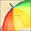 Gear Housekee Organization Home & Garden Fashion Colorf Rainbow Umbrella Rain Women Brand 24K Windproof Long Handle Umbrellas Strong Frame W