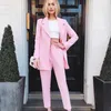 Sommer Rosa Slim Fit Blazer Anzüge Langarm Braut Hochzeit Fotografie Outfits Freizeit Abend Party Tragen (Jacke + Hosen)