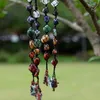 Hängen Natural Stone 7 Chakra Healing Energy Tassel Car Wall Hanging Pendant For Decoration Home Meditation Decor Jade Amethyst Tiger Eye