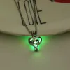 3 kleuren lichtgevende hart kettingen vrouwen holle gloeiende stenen hanger ketting geometrische gloed in de donkere sliver sieraden