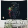 Astronaut Vägg Tapestry med svart bakgrund Färg Jellyfish Interstellar Sky Tapestry Wall HNaging Hippie Boho Dorm Decor 210609