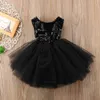 Happy New Year Clothing Kids Baby Girls Flower Lace Sequins Formal Wedding Dress Party Bridesmaid Prom Dress Q0716