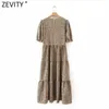 Kobiety Vintage O Neck Puff Rękaw Leopard Drukuj Casual Prosto Midi Sukienka Kobieta Pleat Kimono Vestido Suknie Chic DS5081 210416