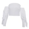 Kvinnor Strapless Wrap Chest Tops One-line Neck Lantern Sleeves Wrapped Short Blouse Top Summer Fashion Shirt Kvinnors Blusar Skjortor