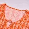 Women Loose Print V Neck Midi Dress Spring Summer Orange Long Sleeve Lace-Up Ladies Casual Boho Beach Dress Vestidos Mujer 210416