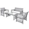 US STOCK GO 4 Pieces Outdoor Furniture Rattan Chair & Table Patio Set Outdoor Sofa for Garden Backyard Porch and Poolside a14 a11 a40