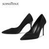 Sophitina Eleganckie buty damskie Super Heeled Party Wskazał Toe Buty Bankiet Jesień Dziki Czarny Seksowny Biuro Lady Pompy AO292 210513