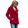 Women's Jackets CINESSD Women Autumn Winter Fleece Coat Lapel Long Sleeve Button Cardign Casual Solid Double Breasted Lamb Wool Coats