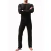 Sous-vêtements thermiques pour hommes, ensemble pyjama transparent en maille, haut Long et pantalon Sexy, vêtements de nuit 259R