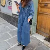 Fashion Höst Casual Long Jean Jacket Trench Coat med bälte kvinnlig windbreaker 210514