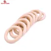 Sutoyuen Baby Geether 100 sztuk Drewniany Okrągły Pierścień 40-70mm DIY Bransoletka Rzemiosła Prezent Naturalny Ząbkowanie Akcesoria 211106