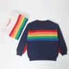 Enfants filles arc-en-ciel chandails bébé vêtements mode garçons et vêtements à tricoter enfants Cardigan hauts vêtements d'extérieur 210429