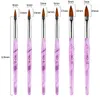 Qualidade rosa 6 pçs/set Acrílico Punho Nail Art Flat Brush Design Dotting Painting Drawing Crystal Pen Set Carving Salon Tips Builder #2#4#6#8#10#12 nail brushes