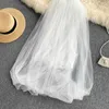 Sexy blanc maille Robe sans bretelles femmes élégante Robe de bal Vestidos femme été vacances plage fête Robe fée nouvelle mode 2021 Y0603