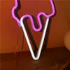 Neon Sign Ice Cream Shape Summer Cone LED Decoration Tape Light USB Battery Operated Wall Hanging for Room Party Store Decor