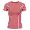 Üst kadın hızlı kuruyan gömlek elastik yoga spor t-shirt tayt spor salonu koşu egzersiz bisikleti kısa kollu bluz kıyafet