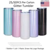 USA Local warehouse Glitter stainless steel double wall 20 oz cups holographic glitter sublimation tumbler