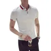 Polo classica tinta unita Polo estiva a maniche corte Business Casual Slim T-shirt da uomo Social Street Wear Abbigliamento 210527