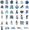 35Pcs-Pack Small Blue Jeans OOTD Vinyl Sticker Waterproof Stickers for Bottles Laptop Car Planner Scrapbooking MacBook Phone Cup Wardrobe Wall Door Organizer Decal