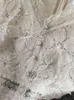 滑走路高級スパンコールレース刺繍メッシュドレス2022春女性Vネック長袖花刺繍事務所パーティーミディド​​レスY220228