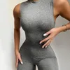 Kvinnors Jumpsuits Rompers Sommar Mode Kvinnor Ärmlös Jumpsuit Bodycon Fast Vit Svart Grå Byxor