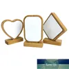 Bamboos Sublimation Blank Photo Frame With Base DIY Double Sided Wood Love Heart Round Frames Magnetism Picture Painting Decoration OWE7094 Factory price expert