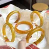 Bangle 100% Real Jade Bransoletka żółta jadeite jasper bransoletki szerokie dorosłe kobiety biżuteria ręka para