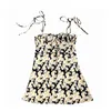 Sexy spaghetti sangle robe de plage femmes Vintage jaune Floral mini robe décontracté club fête bohème coréen vestidos 210521