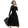 Sukienka z długim rękawem dla kobiet Wiosna Jesień Moda Plus Size Slim Retro Jacquard Koronki Sukienki Kobiet LR1111 210531